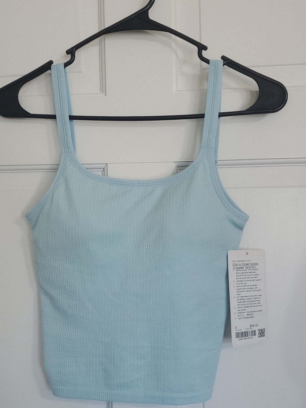 NWT lululemon Ebb To Street Scoop Cropped Tank B\C Women’s Sz 10 Cloud Foam